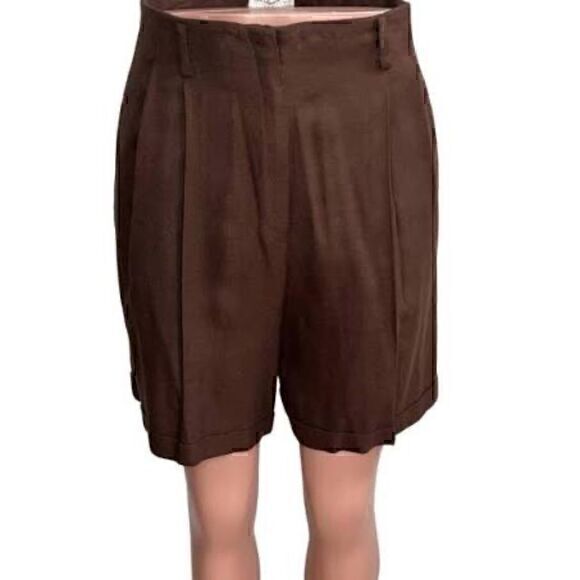 Liz Claiborne Lizwear Brown Linen Shorts - Picture 1 of 8